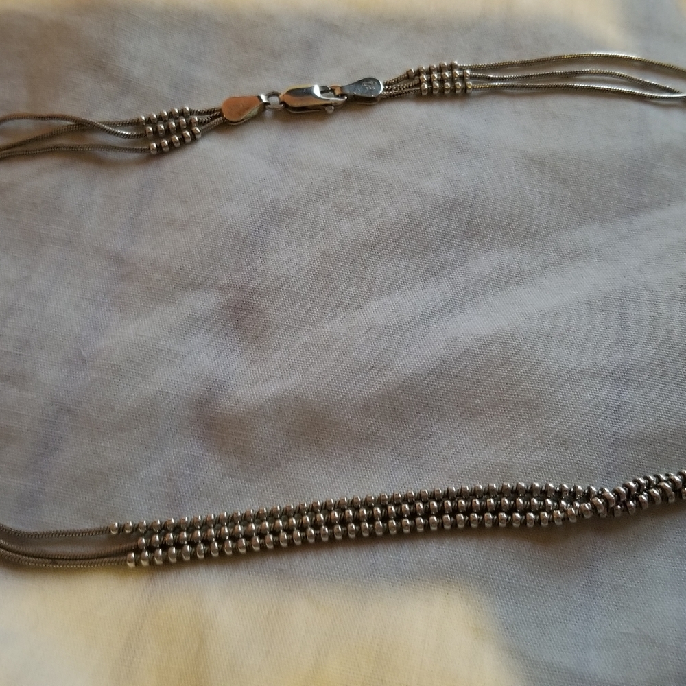 Multi threads Sterling Silver Necklace 925